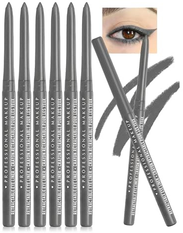 Erinde 6 Stück Eyeliner Stift, Wasserfest Kajalstift, 05# Grau