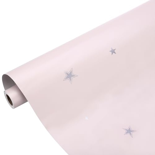sourcing map Matte Wallpaper 60cm x 10 Meter Vinyl Waterproof Pink | Peel and Stick Contact Paper Star Pattern Self Adhesive Wallpaper for Bedroom Kitchen Wall Countertop Decorating