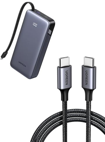 UGREEN 60W Cable USB C a USB C 1M con 45W Power Bank 20000mAh Cable USB C Integrado