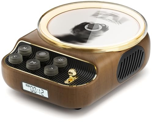 Retro Portable CD Player, CD Players with Speakers Bluetooth for Home, FM Radio, 4000 mAh Battery, LCD Display, Built-in Dual Stereo Speakers, Supports USB/AUX/Type-C