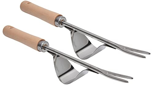 2 Stück Garten-Hand-Unkrautvernichter aus Edelstahl, robust, langlebig, rostfrei, glänzender Griff, Unkrautentfernungswerkzeug