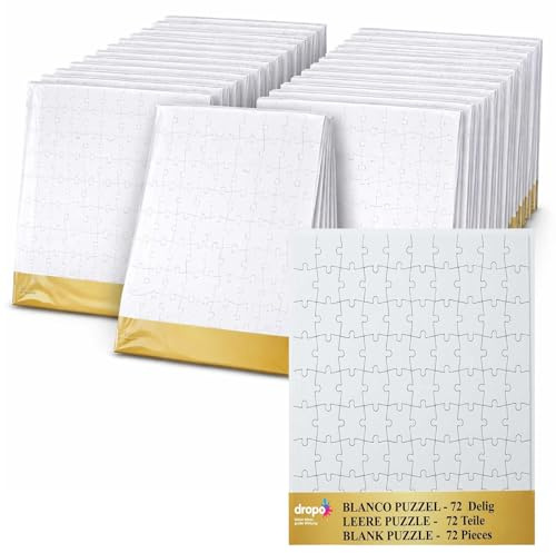24x Blanko Puzzle 29x37 cm 72 Teile weißer Karton für UV-Druck Basteln DIY personalisierbar