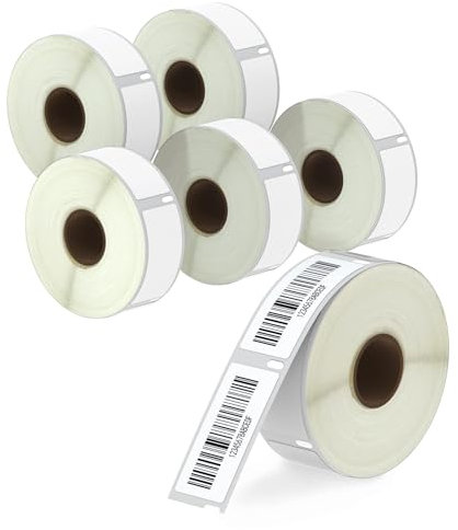 BETCKEY - 6 Rollen 11352 Selbstklebende Etiketten Kompatibel mit DYMO S0722520, 25mm x 54mm, 3000 Adressetiketten für LabelWriter 450, 4XL NICHT passend 550 oder 5XL