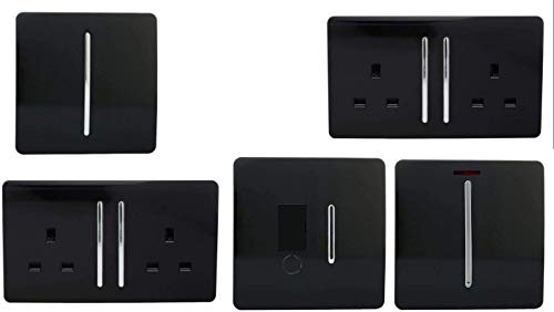 Trendi Switch Artistic Modern Lot de 2 interrupteurs et prises Noir brillant
