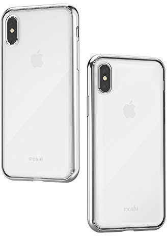Moshi Vitros Premium Schutzhülle für iPhone X - 30 Jahre Garantie - Stoßfest, Kratzfest,Qi kompatibel (Jet Silber)