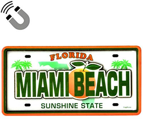 Miami Beach Florida Nummernschild-Magnet, doppellagig, MDF, 5,1 x 11,4 cm