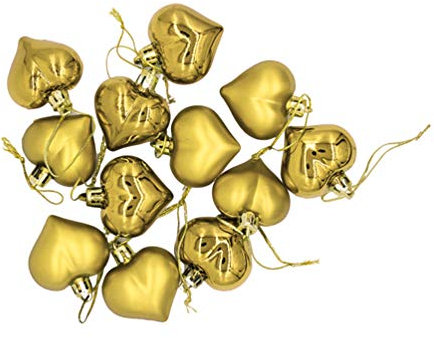 12 stücke weihnachtskugeln Herzform Ornamente anhänger bruchsicher festlich Urlaub Dekorationen für weihnachtsbaumkugeln (golden)