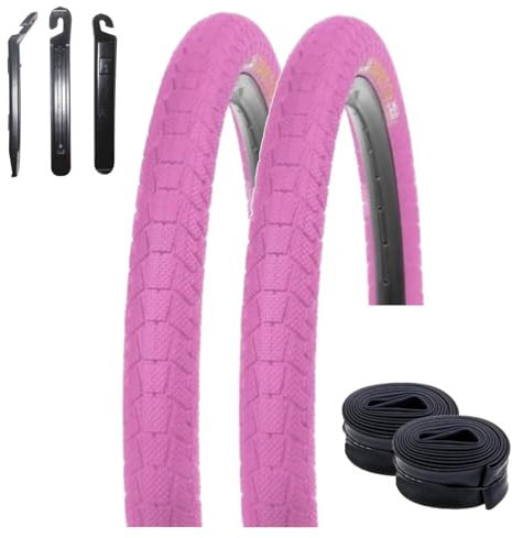 2 x Kenda K-907 Krackpot 20 BMX Fahrradreifen in Pink 50-406 (20 x 1.95) + 2 passende Schläuche DV inkl. maxxi4you Reifenheber