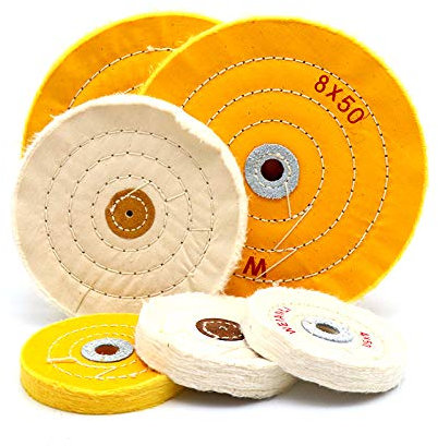 Disco di lucidatura a spirale in cotone trapuntato per levigatura, 4 100mm Kleines Loch, giallo., 1