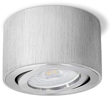 SSC-LUXon CELI-1A Deckenspot LED flach - Aufbauleuchte schwenkbar in Alu gebürstet inkl. fourSTEP LED 4W neutralweiß Dimmbar ohne Dimmer