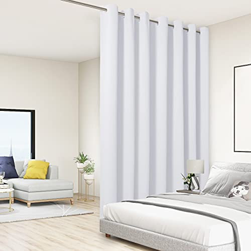 BONZER Extra breiter Raumteiler-Vorhang, Trennvorhang, Privatsphäre, Verdunkelungsvorhänge für Gemeinschaftszimmer, 244 x 380 cm (L x B), 1 Panel, Grauweiß