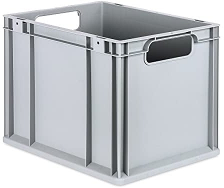 aidB Eurobox NextGen Economy 400x300x320mm – Robuste Aufbewahrungsbox 30L – Stapelbare Kunststoffbox mit offenen Griffen – Plastikbox für Lager, Transport & Aufbewahrung – Industriequalität - Grau