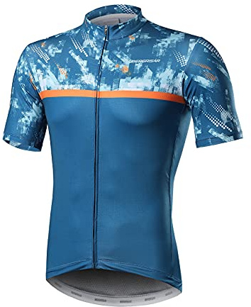 BERGRISAR Kurzarm Fahrradtrikot Herren Radtrikot mit Reißverschluss Taschen Trikots für MTB Mountainbike, Himmelblau, Groß