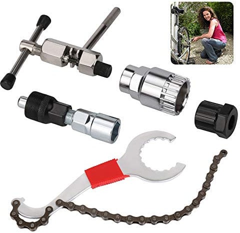 XiXiRan Fahrrad Kassette Removal Tool, Fahrrad Reparatur Werkzeug, Demontage Werkzeug Fahrrad, Fahrrad Reparatur Werkzeug, Tretlager Kurbelabzieher, Kettenpeitsche und Abzieher Set, Ketten Werkzeug
