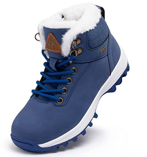 Bambini Stivali Neve Ragazze Stivaletti Ragazzi Comodi Caldi e Antiscivolo Scarpe Invernali Stivaletto Boots Blu Gr.34
