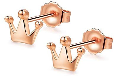 Ohrringe aus 18 Karat Roségold für Damen, Krone Ohrstecker Roségold