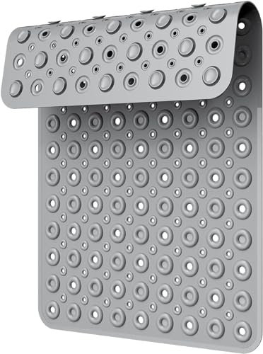 XIYUNTE Shower Mat Non Slip Anti Mould for Elderly- 70x40cm PVC Bathtub Mat Non Slip Shower Mats for Inside Shower, Anti Slip Bath Mat with Powerful Suction Cups and Drain Holes, Easy to Clean, Grey