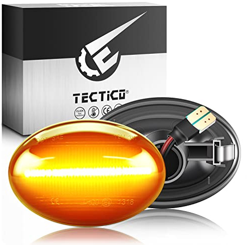 TECTICO LED Intermitentes Laterales Dinamicos Amarillo ámbar Coche Luz Intermitentes Compatible con Mini Cooper R56 R57 R58 R59, 2 Piezas