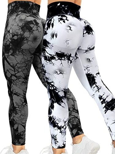 Kuzimua 2er Pack Scrunch Butt Sport Leggings Damen, Push Up High Waist Blickdicht Po Booty Seamless Lang Leggins für Sport Fitnesshose Gym Yoga Alltag (M, A03 Schwarz+Weiß)