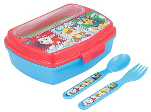 OM SUPPLIES Patrol Cartoon-Figuren für Kinder, Brotdose mit Kunststofflöffel und Gabel, ideal für Schule oder Picknick (Patrol)
