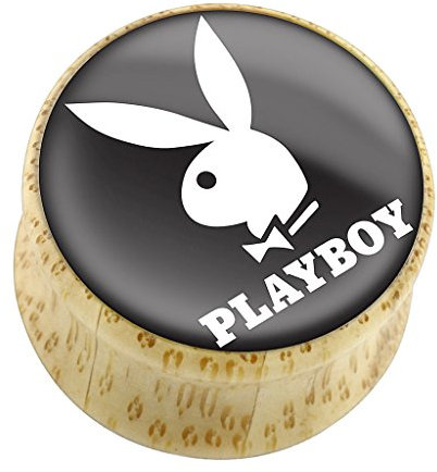Piercingfaktor Ohr Plug Flesh Tunnel Piercing Ohrpiercing Holz Double Flared Playboy Bunny Weiß Schwarz 16mm