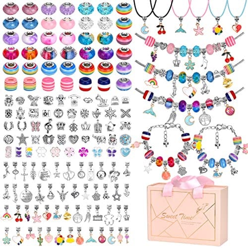 AUHOU 142 Stück Charm Armband Making Kit Geschenke für Mädchen Charm , DIY Armband Art Schmuck Bastelset Teenager 6-12 Jahre Geburtstags