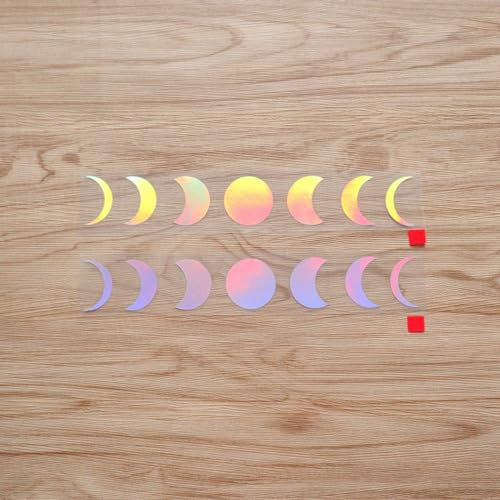 Mondphasen Lunar Aufkleber Decal Vinyl - 2er Pack holografisch irisierend, 20,3 cm - ohne Hintergrund, konturgeschnitten für Auto Boot Laptop