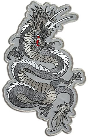 Mystischer Drache Rückenaufnäher Backpatch, Gestickt zum Aufbügeln
