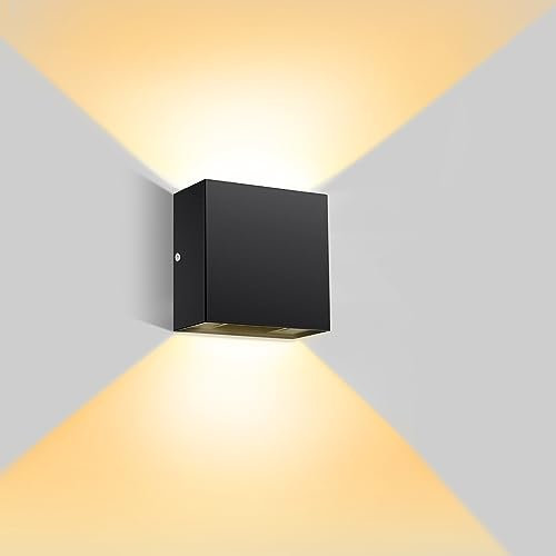 kioooki Wandleuchte Innen, 12W LED Wandlampe Innen Up Down Design Einstellbarer Abstrahlwinke, Wandlampe Schwarz Warmweiß 2700K LED Wandbeleuchtung Innen für Schlafzimmer, Wohnzimmer, Treppen