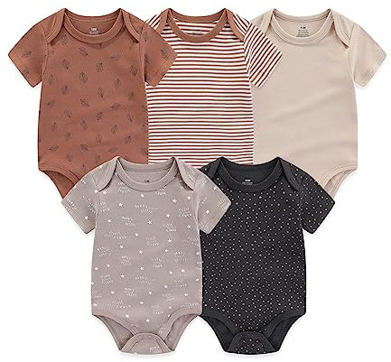 Chamie Baby Boys Bodysuits 5-Pack Baby Clothes Short Sleeve Cotton Infant Sleepsuit Summer