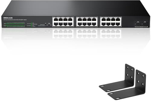 Switch di rete non gestito con 24 porte Ethernet 2.5G con 24 x 2,5 Gigabit | 2 x 10G SFP+ | Lavora con dispositivi 10-100-1000Mbps | Larghezza di banda 160G | Plug & Play | Interruttore Internet in