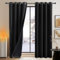 PONY DANCE Verdunklungsvorhänge mit Ösen 2er Set H 200 x B 140 cm Blickdichter Vorhang mit Schwarzem Futter Schlafzimmer Gardinen Lichtundurchlässig Thermal Blackout Curtains, Schwarz