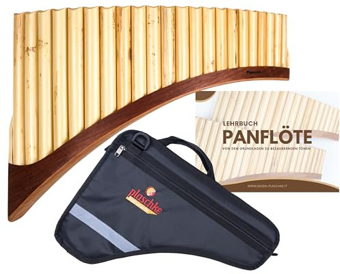 Plaschke Panflöte Konzert, Holz-Schuh Design, Set Tasche, Lehr-Buch 22 Töne G-Dur
