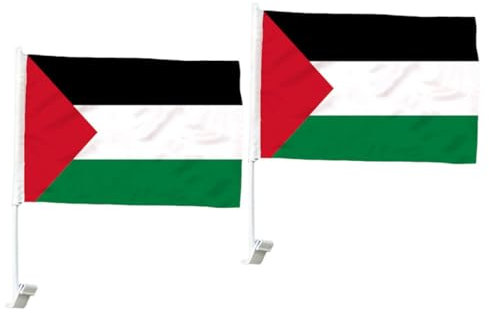 CIMAXI Drapeaux Palestiniens Polyester 45X30Cm Pour Fenêtres De Voiture DéCoration Soutien National ÉVéNements Sportifs RéSistant Vent