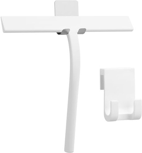 KINCMAX Tergivetro per Doccia - Lavavetri in Silicone - Pulisci Vetri con Gancio Autoadesivo - Tira Acqua da Doccia - Tiraacqua Pulisci Vetro - Lava Vetri Finestre 24,5 cm - Bianco