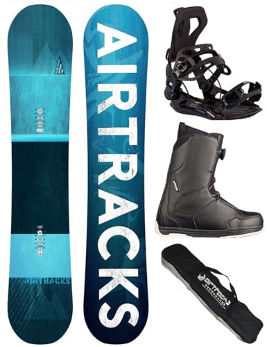 AIRTRACKS Snowboard Set Board Blue Drifter Wide Hybrid Rocker 160 + Snowboard Bindung Master + Boots Master ATOP 46 + Sb Bag