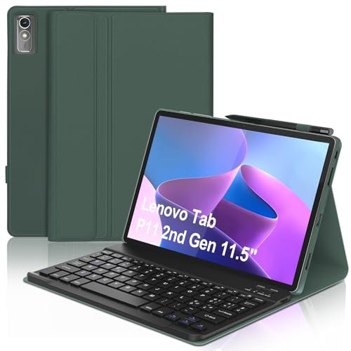 WINCHKING Tastiera per Lenovo Tab P11 2nd Generazione, Custodia con Tastiera per Lenovo Tab P11 11.5 pollici, Cover Tastiera Italiano Bluetooth per Lenovo Tab P11 (2nd Gen) 2022, verde scuro
