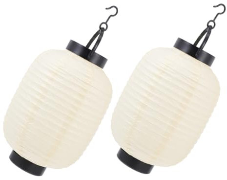 UPKOCH Linterna plegable de papel tradicional japonés colgante de metal 2 unids