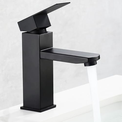 Mitigeur lavabo noir acier inox avec mitigeur eau chaude et eau froide comprend des tuyaux flexibles robinet salle bain noir robinet noir salle de bain
