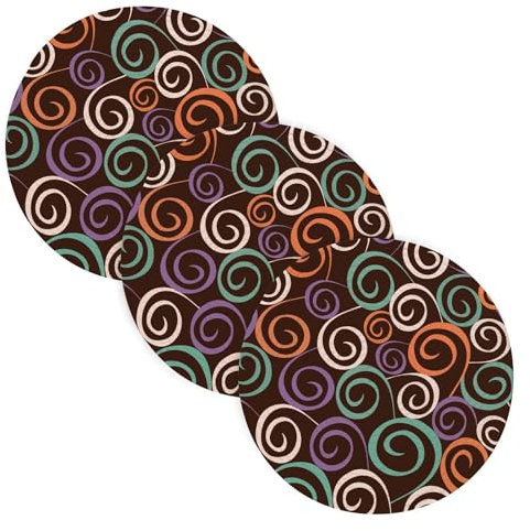 3 Pcs Trivet Mat for Hot Pots and Pans 15in Retro Spiral Elements Colorful Cotton Thread Weave Pots Pans Set Holder for Microwave Stove Kitchen Aid