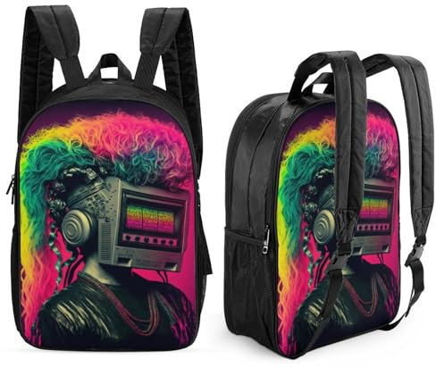 Borsa da scuola per ragazza radio 3D stampata modello bifacciale Zaini da 17 pollici Zaino da scuola per bambini alla moda Zaini per ragazzi Studenti delle scuole elementari e medie