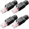 4 Pack Cat 6A RJ45 Connectors Toolless Cat6/6A Tool-Free Cat 6 RJ45 Connectors Cat6 Modular Plug Gold Plated Inline Coupler Ethernet Cable Ends High-Speed Transmission for 23-26 AWG Network(Black)