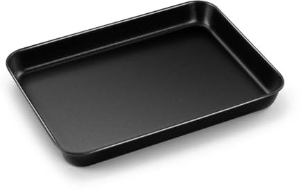TEAMFAR Mini bandeja para horno, rectangular de acero al carbono, bandeja para tartas, molde con revestimiento antiadherente para hornear, servir sano y resistente, fácil de limpiar, 23,6 x 17,6 x 2,5