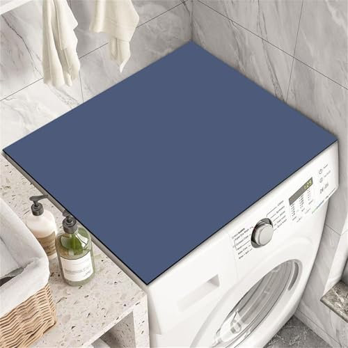 FANSU Tappetino Protettivo per Copertura Superiore per Lavatrice, Tappetino Superiore Antiscivolo Lavatrice Tinta Unita Tappetino Copri Lavatrice Assorbente per Frigorifero (40x40cm,Blu Scuro)