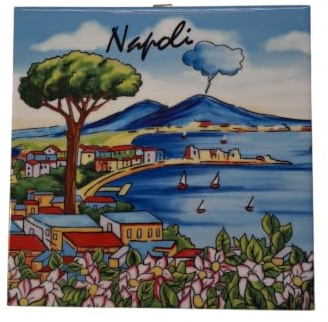 Generico Mattonelle in Ceramica decorative Napoli Pulcinella da appendere (Blu Napoli)