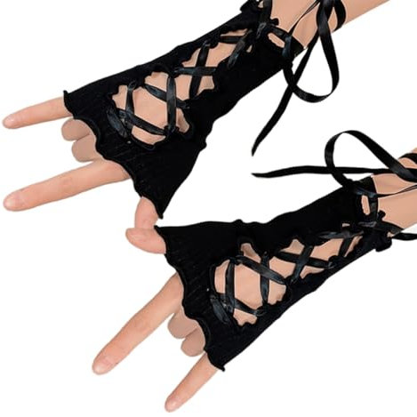 FUXIU Y2k - Manguitos para brazo Y2k JK, mangas de brazo Lolit, manguitos de muñeca Lolit, manguitos de muñeca Y2K, calentador de brazos, Negro, As detailed discription