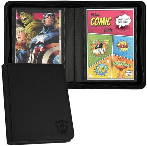 TCGUARD Comic Book Binder for Over 24 Comic Books, Comic Book Storage Album with Sleeves for Current, Silver Age and Normal Comics in Bags and Boxes for Comics Collectors, Black