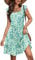 Zeagoo Sommerkleid Damen Kurz Elegant Rüschenkleid Quadratischer Ausschnitt Minikleid Boho Kleid Sommer Blumendruck Freizeitkleid Grün Blumen M