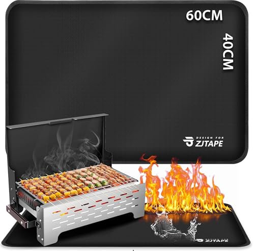 Esterilla ignífuga – Esterilla resistente al calor 60 x 40 cm, protección contra el calor, protege la mesa de preparación y barbacoa al aire libre, base ignífuga para barbacoa esférica, parrilla de