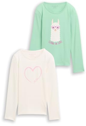 Tom Tailor Mädchen 1049304 Kinder Langarmshirt mit Print im 2er-Pack